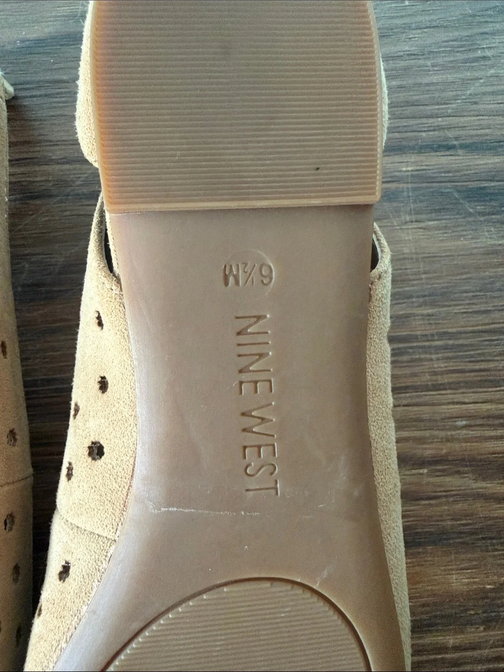 Sold- Nine West Camel Suede Studded Ballet Flats